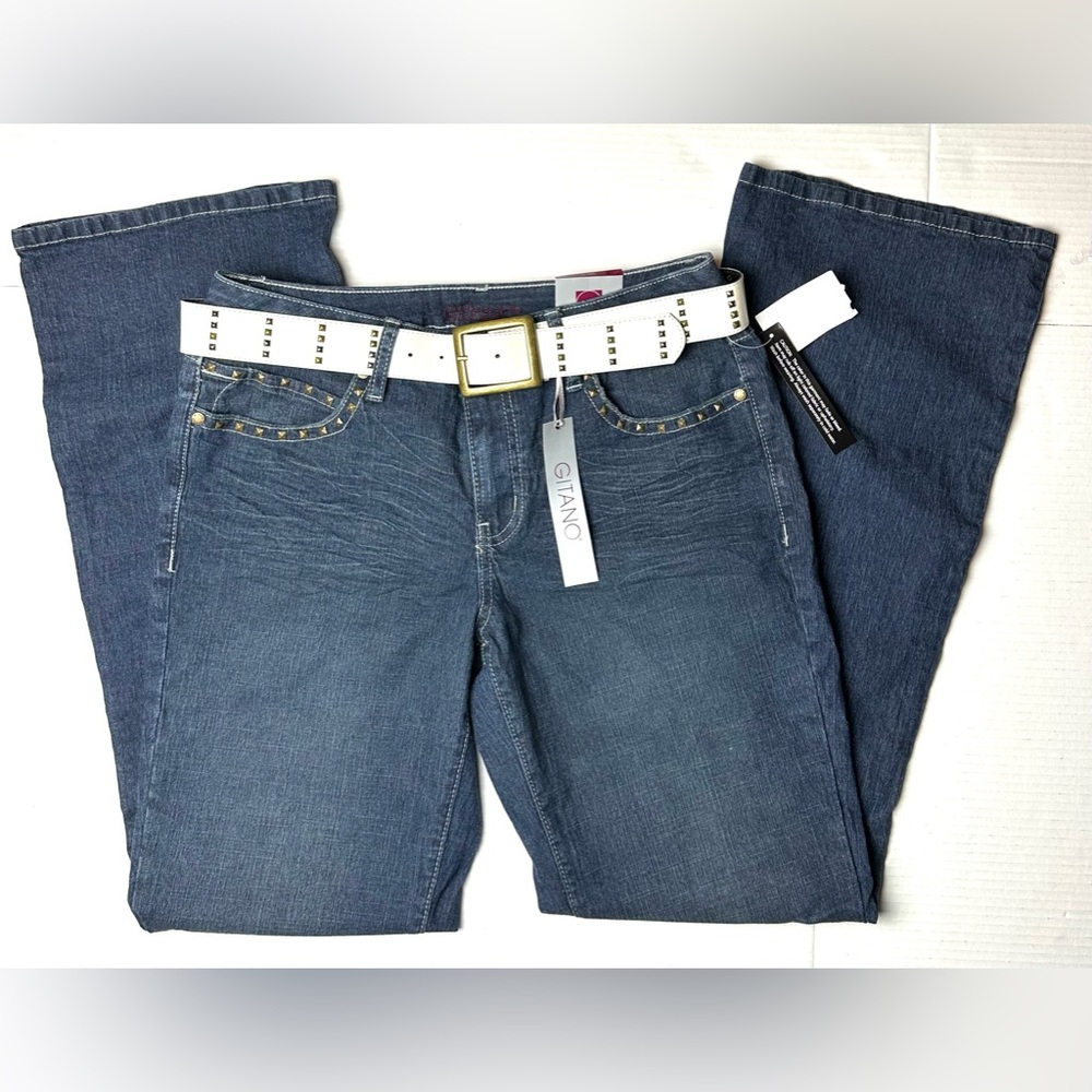 Vintage Gitano Women’s Misses 10 Jeans Denim 90s‎ Y2K Belt Studded NWT Straight